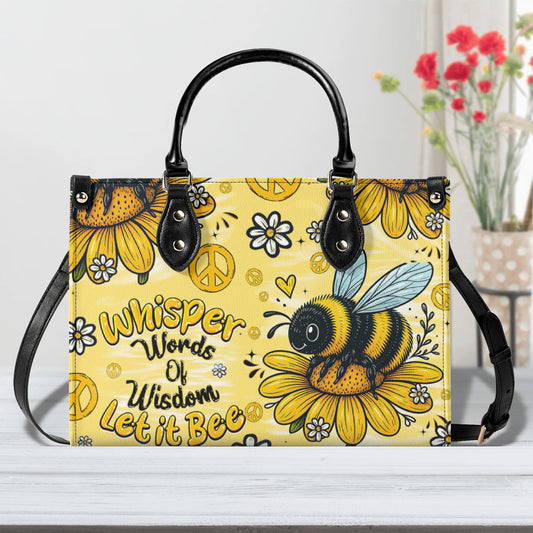 Whisper Words of Wisdom Let It Bee Sunflower Peace Sign Hippie Leather Bag _1_ 56tho