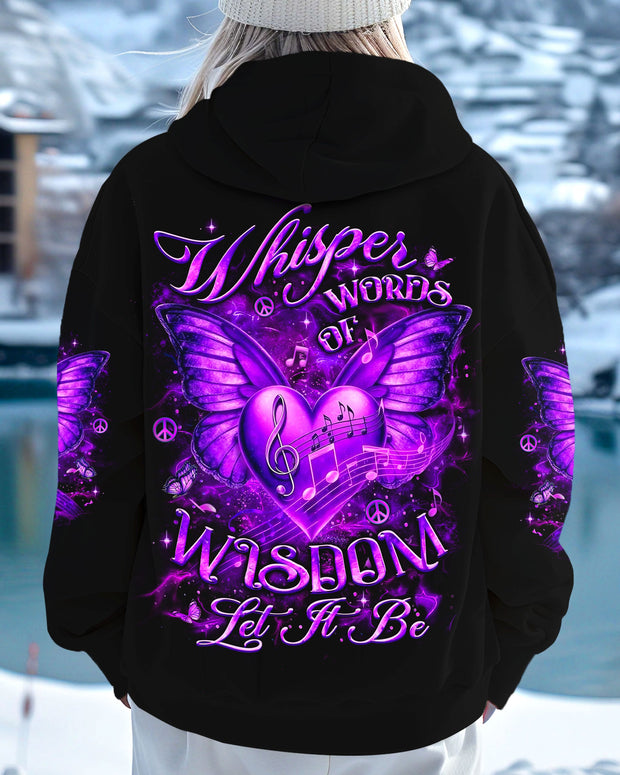 Whisper Words of Wisdom Let it Be - Purple Butterfly Music Heart - AOP Shirts