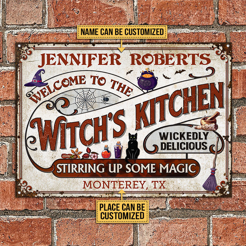 WitchKitchenStirringUpSomeMagicCustomClassicMetalSigns Mockup1