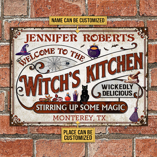 WitchKitchenStirringUpSomeMagicCustomClassicMetalSigns Mockup1