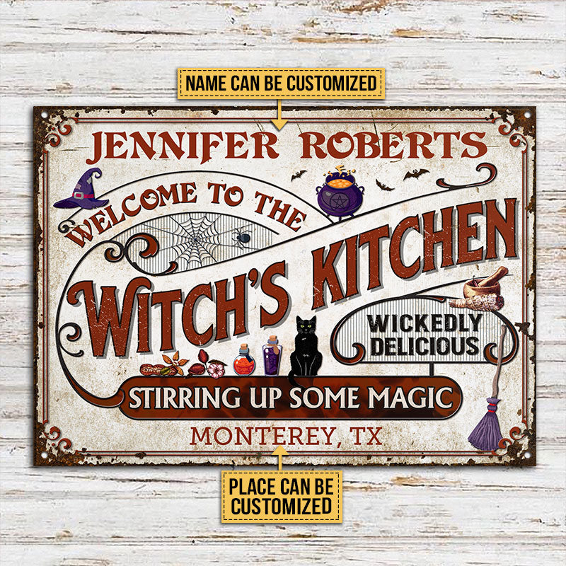 WitchKitchenStirringUpSomeMagicCustomClassicMetalSigns Mockup2