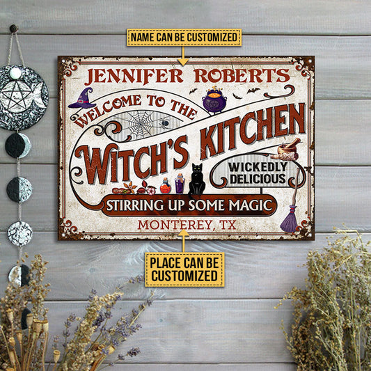 WitchKitchenStirringUpSomeMagicCustomClassicMetalSigns MockupPost