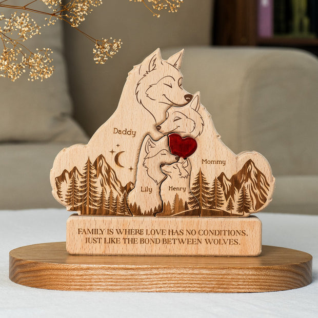 Wolf Family - Personalized Wooden Puzzle - Gift For Family CT01