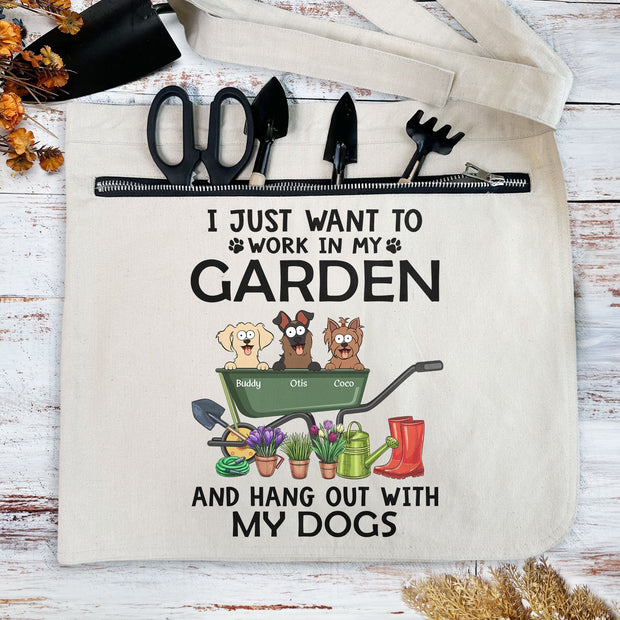 Work In Garden Hang Out With Dogs - Personalized Apron - Gift For Gardening Lovers