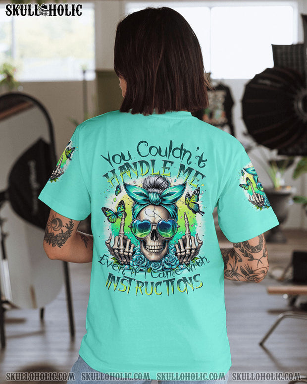 You Couldn't Handle Me Even If I Came with Instructions - Skull with Bow Sunglasses Graphic - AOP Shirts