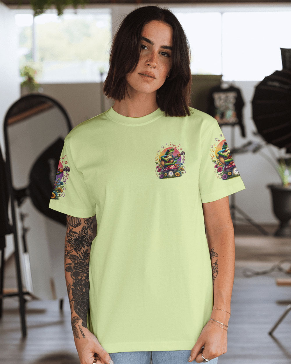 Your Life Is Your Song Sing It Loud Sing It Proud Frog Hippie Guitar Floral AOP Shirts _14_ aL8X5