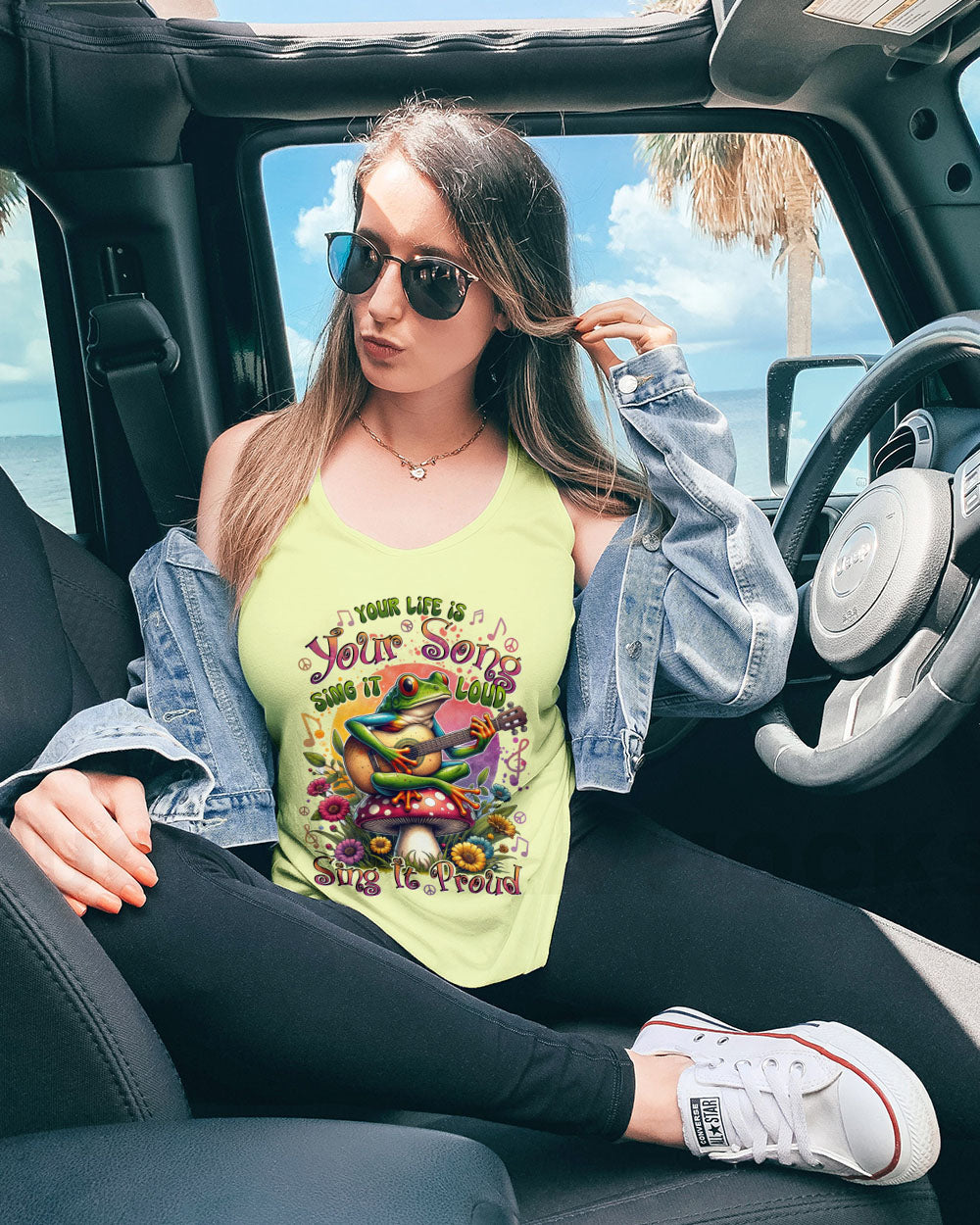Your Life Is Your Song Sing It Loud Sing It Proud Frog Hippie Guitar Floral AOP Shirts _9_ LEoZ9