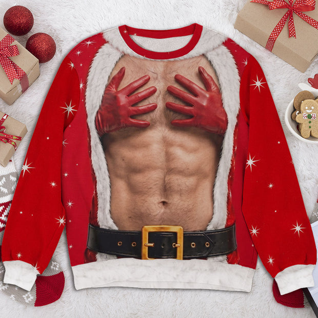 Merry Muscle Custom Funny Christmas Gifts For Him - Personalized Ugly Sweater