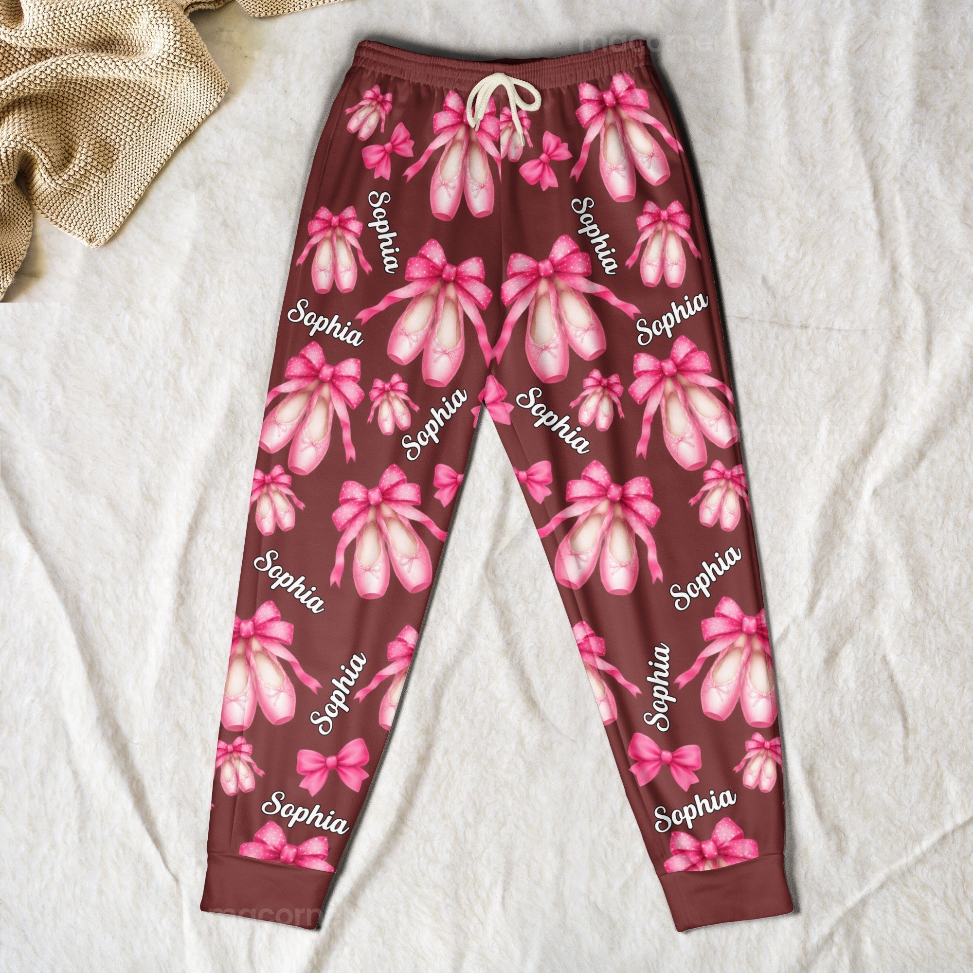 coquette bow ballet custom name number gift for ballet lover ballerina personalized lounge pants 3