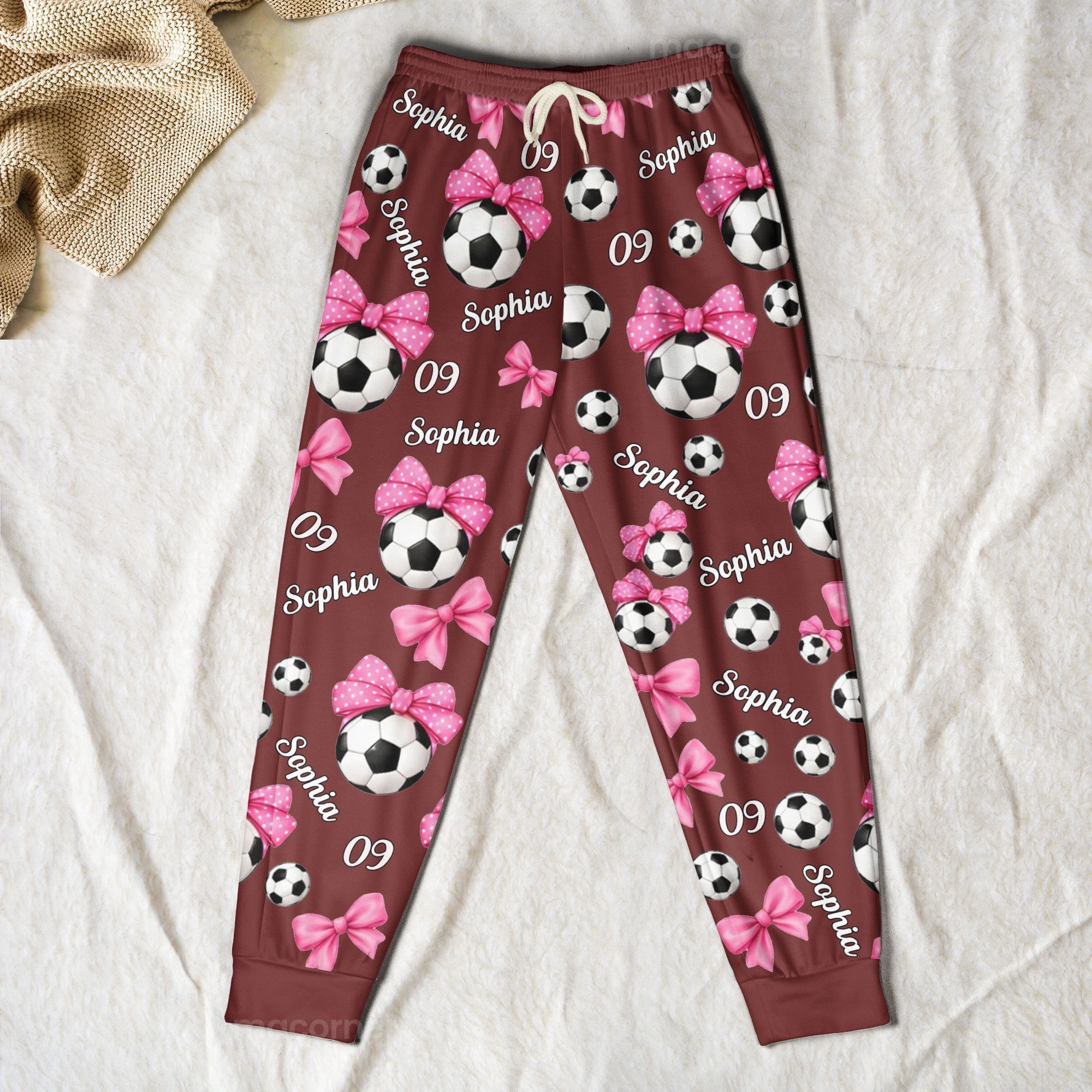 coquette bow soccer custom name number gift for soccer player soccer team personalized lounge pants 3_c2ff3ee9 1535 4e8f 900b d0d37b97f550
