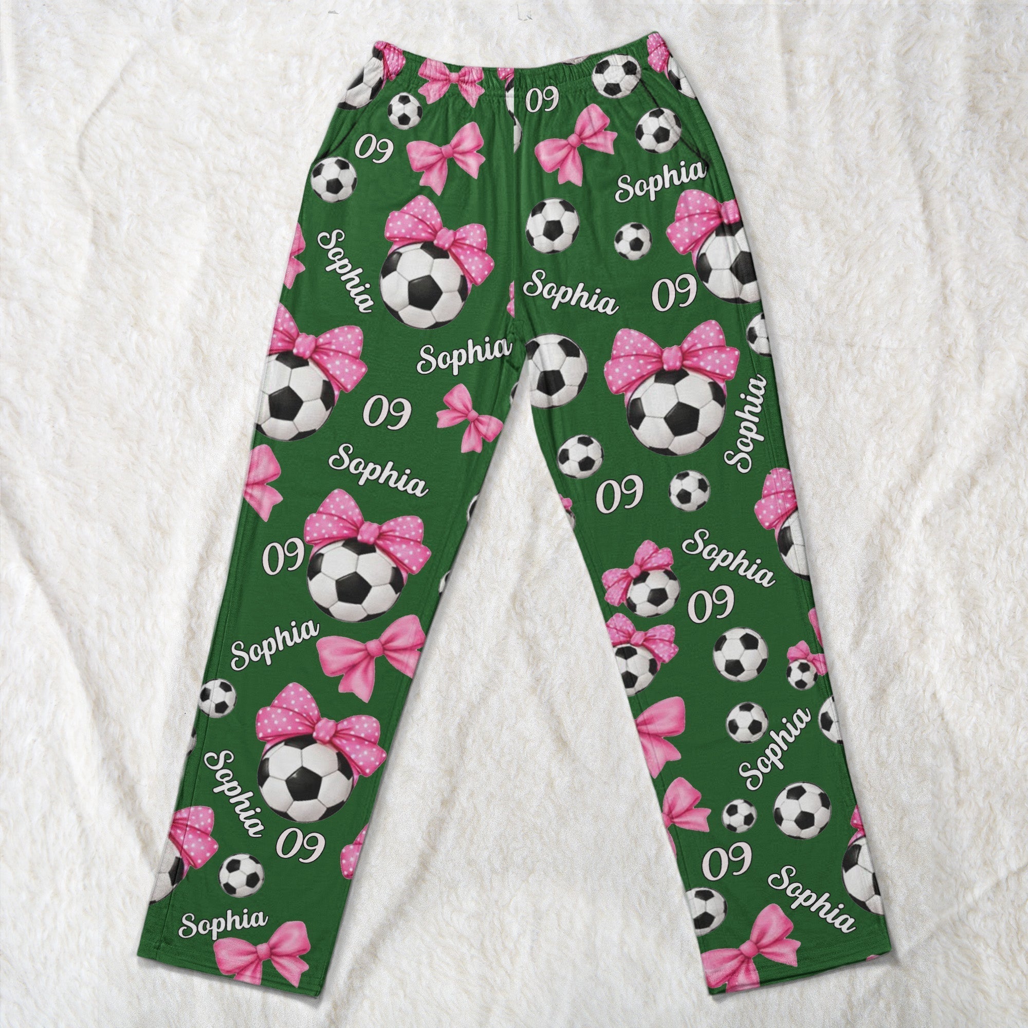 coquette bow soccer custom name number gift for soccer player soccer team personalized lounge pants 5_8fdc7817 afd2 4754 985f d4fd1cde095b