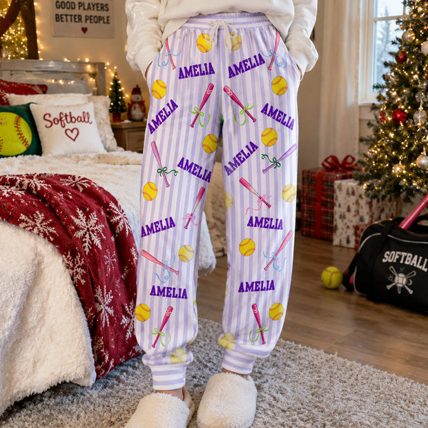 Custom Name Gift For Softball Lovers, Softbal Player, Softball Girls - Personalized Lounge Pants