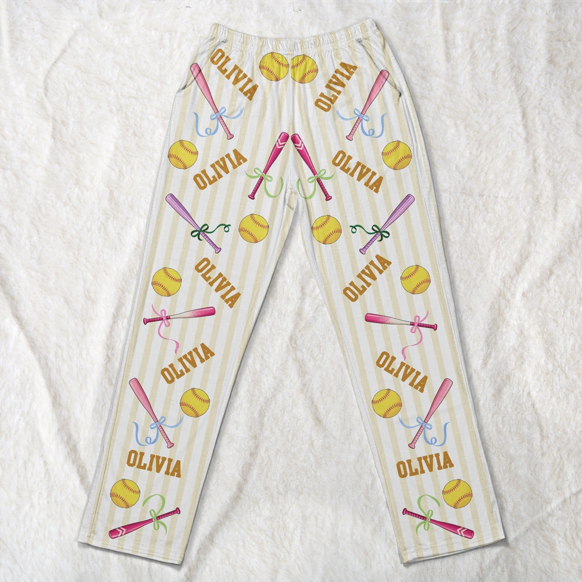 custom name gift for softball lovers softbal player softball girls personalized lounge pants 3