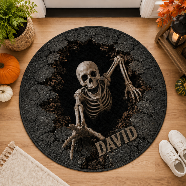 Skeleton Grave Halloween Horror Spooky Gift For Family - Personalized Shape Doormat