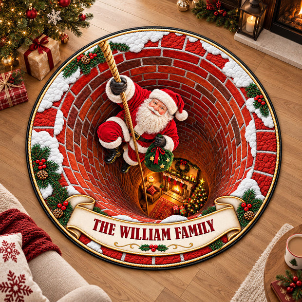Santa Character Decor 3D Illusion Merry Christmas For Family - Personalized Shape Doormat