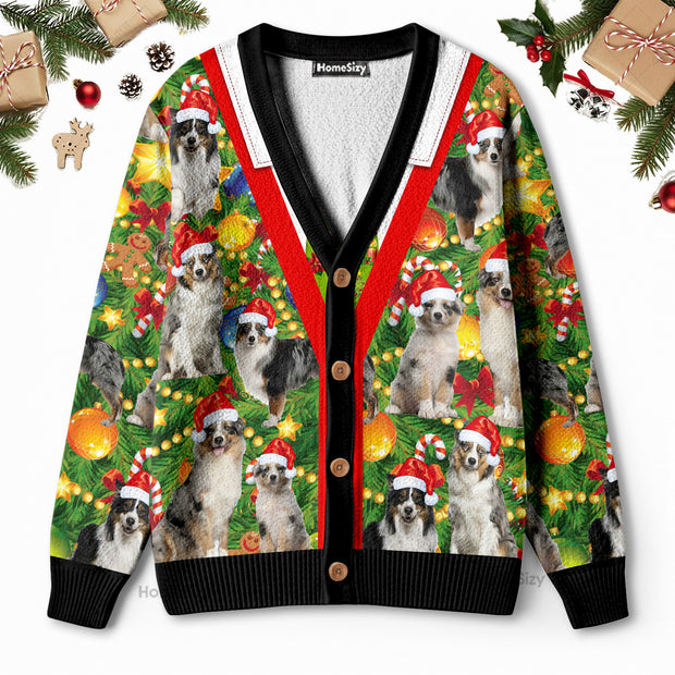 Australian Shepherd Xmas Pine - Christmas Gift For Dog Lovers - 3D Ugly Christmas Cardigan QT309784