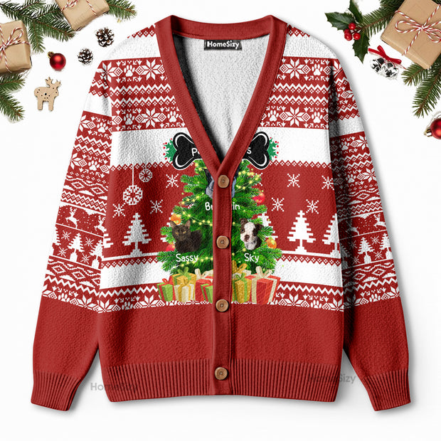 Custom Faces Funny Dog Cat Face Happy Pawlidays - Personalized Ugly Cardigan QT4112303