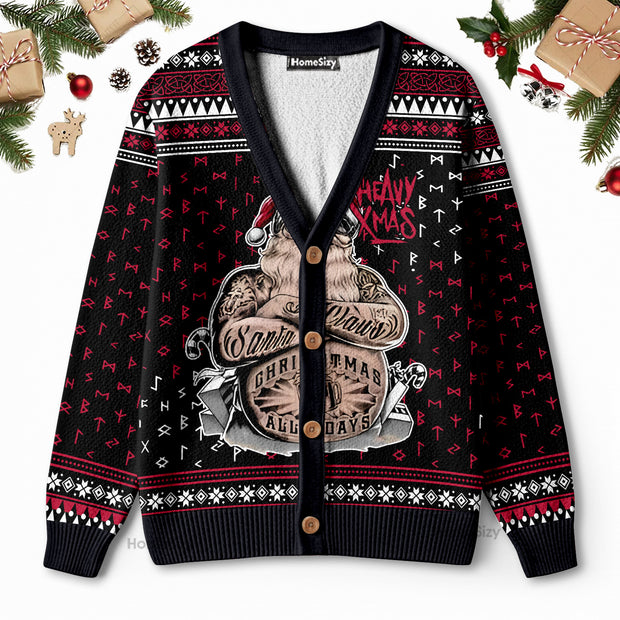 Tattoo Santa Funny Merry Christmas - Christmas Gift For Adults - 3D Ugly Christmas Cardigan QT309470