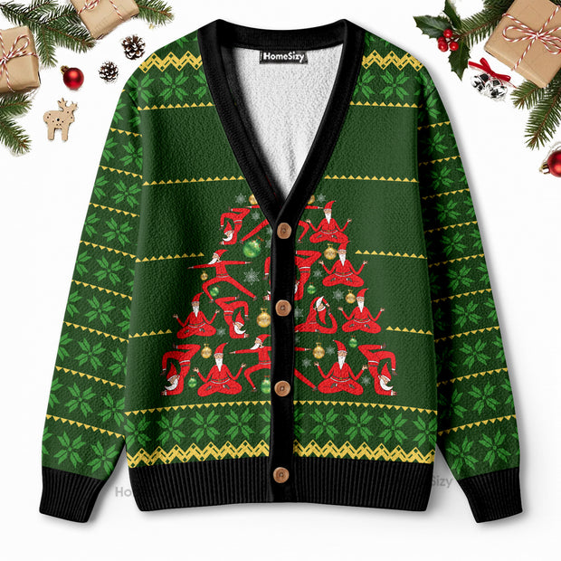Yoga Christmas - Christmas Gift For Adults - 3D Ugly Christmas Cardigan QT309426