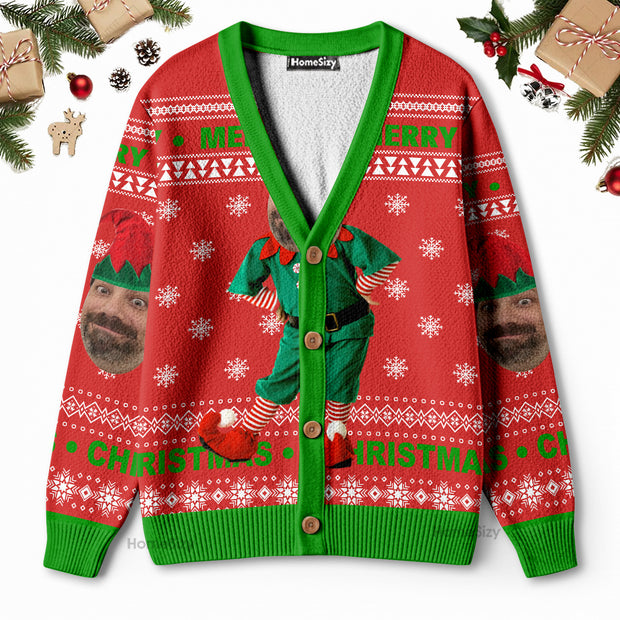 Custom Photo Christmas Elf - Personalized 3D Ugly Christmas Cardigan QT309758