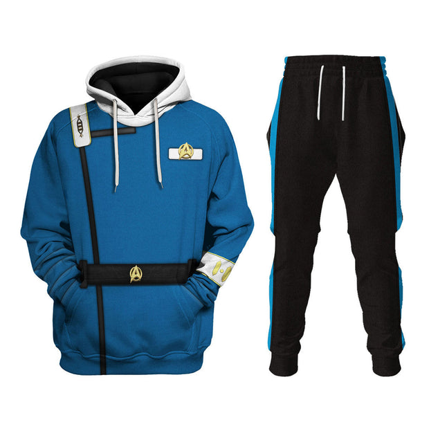 Wrath Of Khan Kirk Spock Starfleet Blue Cosplay Costume - Hoodie Set STHS074 QT402087