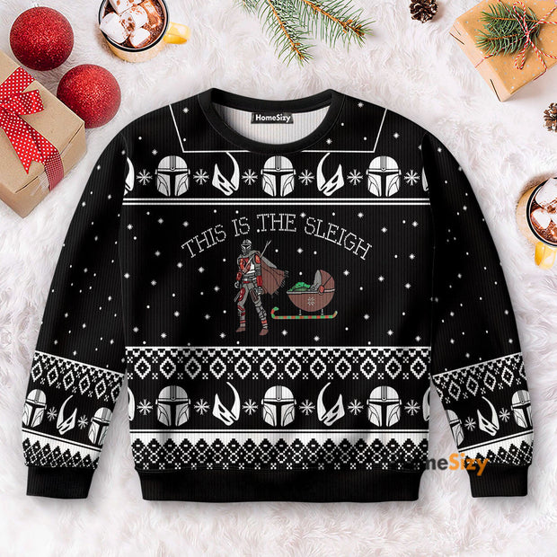 Stwa This Is The Sleight Baby Yoda Black - 3D Ugly Christmas Sweaters