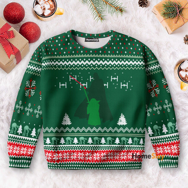 Stwa Green Darth Vader And Yoda - Christmas Gift For Fans - 3D Ugly Christmas Sweaters