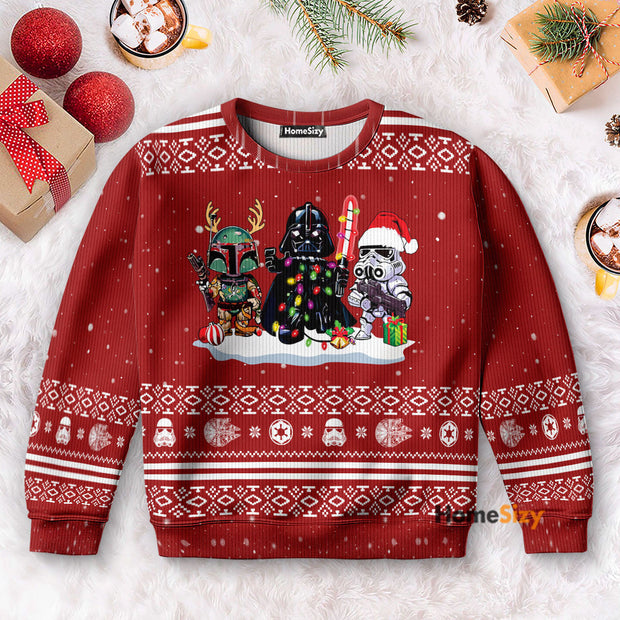Christmas Storm Trooper Darth Vader Mandalorian Stwa - Ugly Christmas Sweaters QT5120802