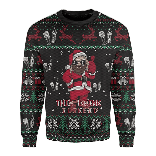 3D Thor Santa Drinking Beer Christmas Ugly Sweater