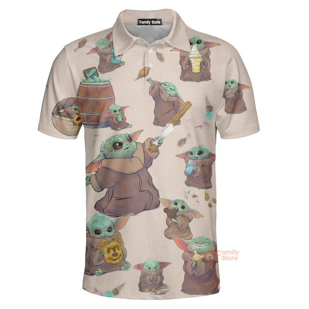 Stwa Baby Yoda Eating Everything - Polo Shirt