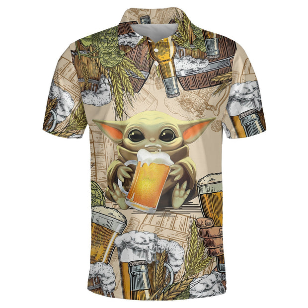 Stwa Baby Yoda And Beer Wheat - Polo Shirt