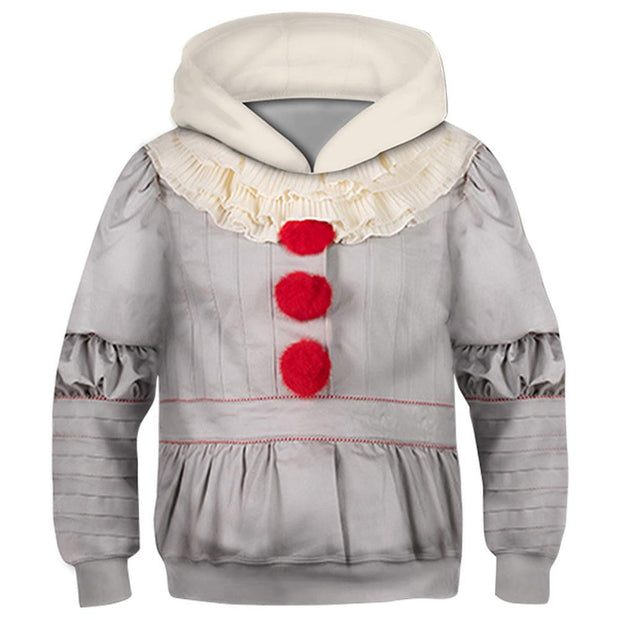 Kids Stephen King's It: Chapter Two Hoodie Pennywise Cosplay Hooded Pullover Sweatshirt Cosplay Costume QT208204Hn