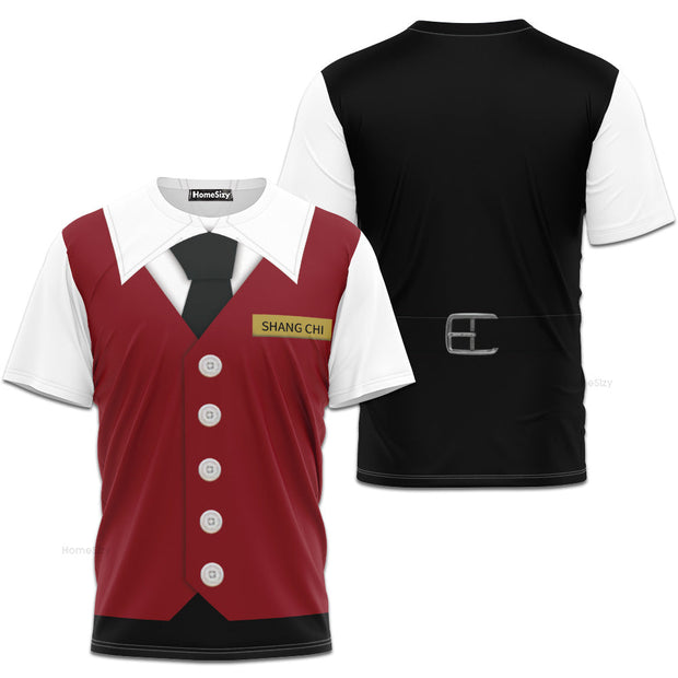 Shangchi Red Valet Uniform Shang Chi Cosplay Costume - 3D Tshirt