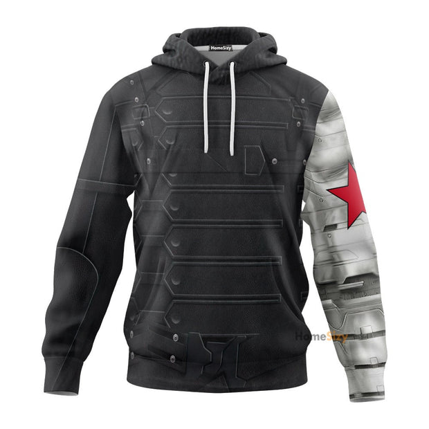 3D Marvel Bucky Barnes Winter Soldier Custom Cosplay Costume Tshirt Hoodie QT207271Hc