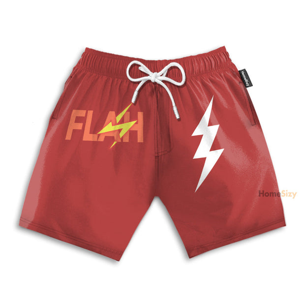 Flash Comic Vintage Emblem Embossed Funny Cosplay Costume - Beach Shorts