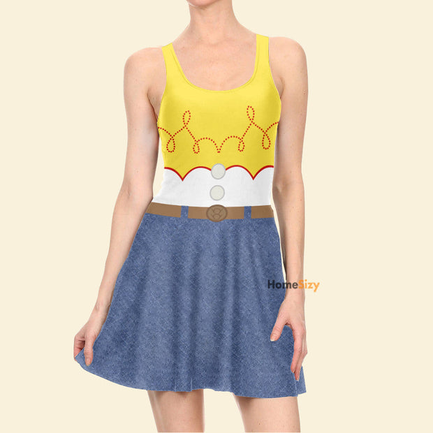 Toy Story Movie Jessie With Belt Cowgirl Cosplay Costume - Skater Dress