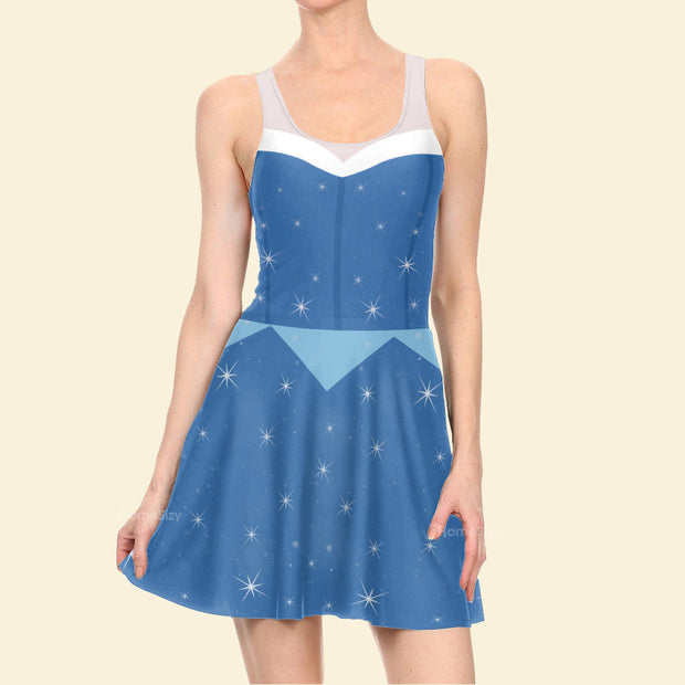 Sleeping Beauty Movie Blue Princess Cosplay Costume - Skater Dress QT4091001
