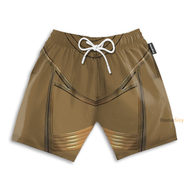 Stwa C3PO Robot Funny Cosplay Costume - Beach Shorts