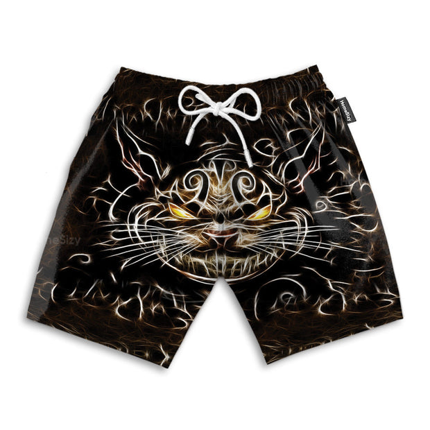 3D Alice In Wonderland Dark Cheshire Cat - Beach Shorts QT207382Za