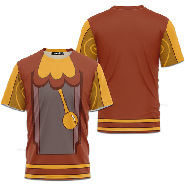 Cogsworth Beauty And The Beast Cosplay Costume - 3D Tshirt