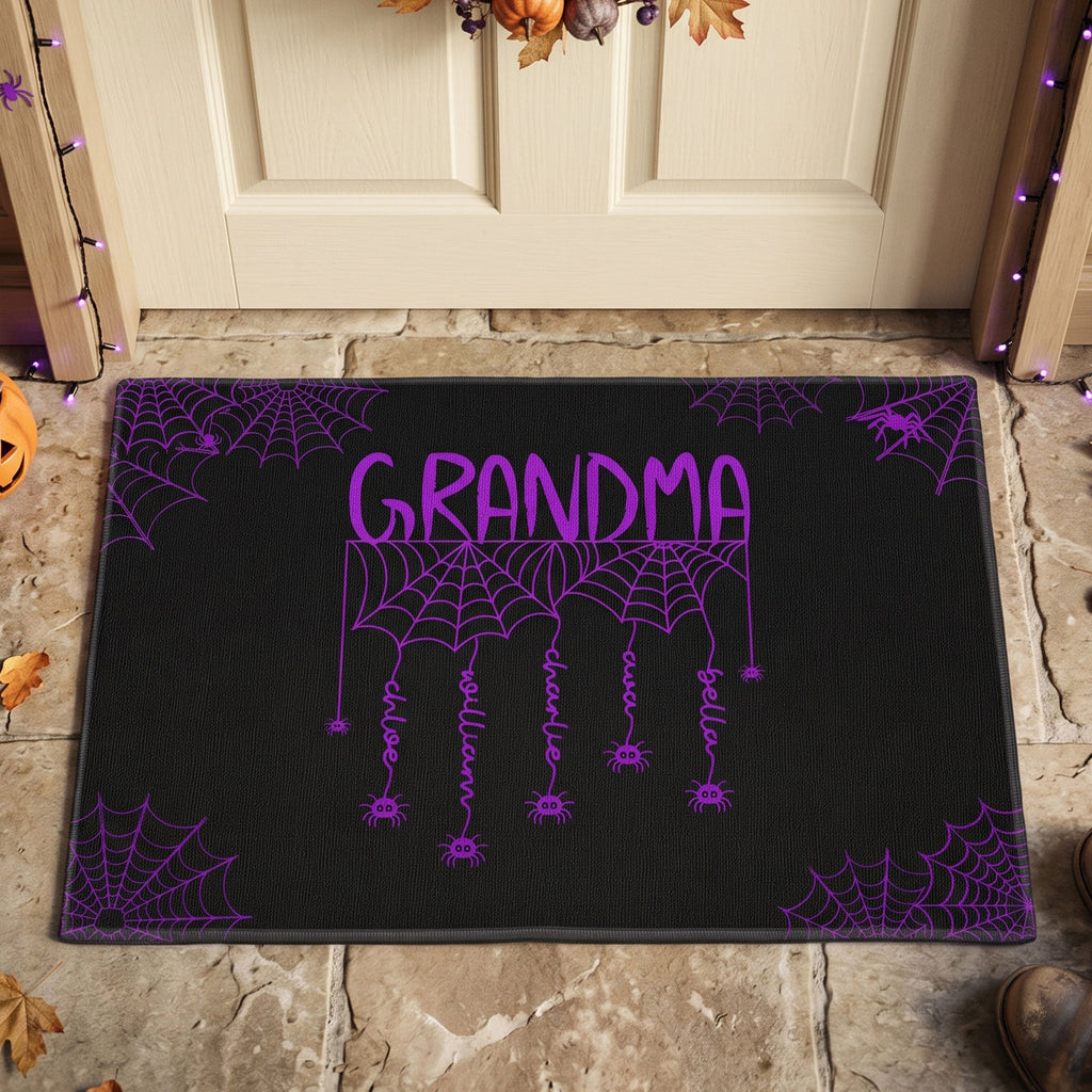 grandma spooky spiders web personalized doormat 1