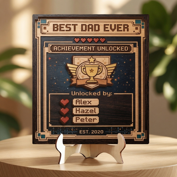 Best Dad Ever - Personalized 2 Layers Wooden Plaque - Gift For Dad