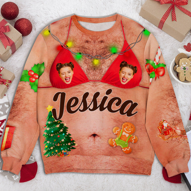 Custom Face Naughty Christmas Gifts For Her - Personalized Ugly Sweater