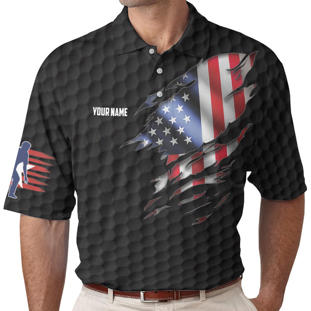 Personalized Black American Flag Bowling Custom Cosplay Polo Shirt QT303283La