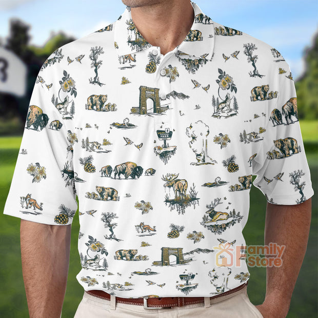 Yellowstone National Park Pattern - Men Polo Shirt