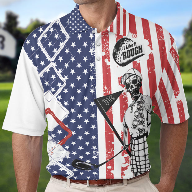 Golf I Like It Rough American Flag 3D AOP Polo Shirt QT207269La