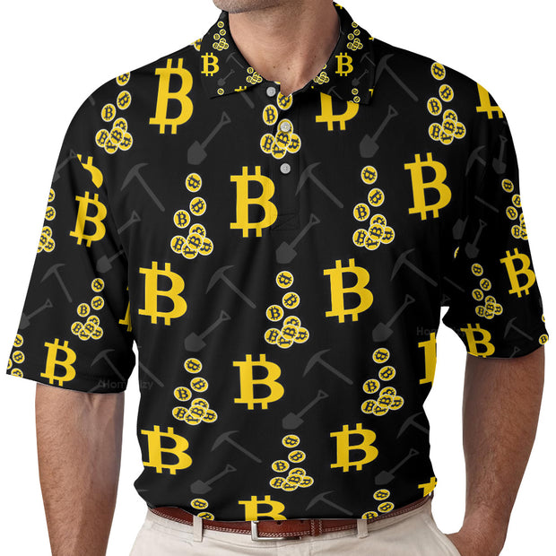 Bitcoin Seamless Pattern Cryptocurrency Polo Shirt, Crypto Mining Polo Shirt, Best Bitcoin Shirt For Men QT208618La