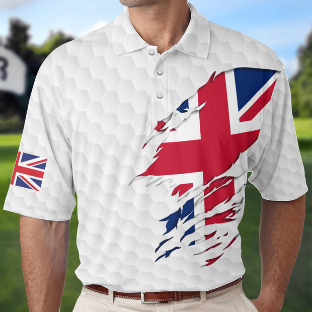 Golf Texture United Kingdom Polo Shirt, Great Britain Union Jack Polo Shirt, UK Golf Shirt For Men QT206248