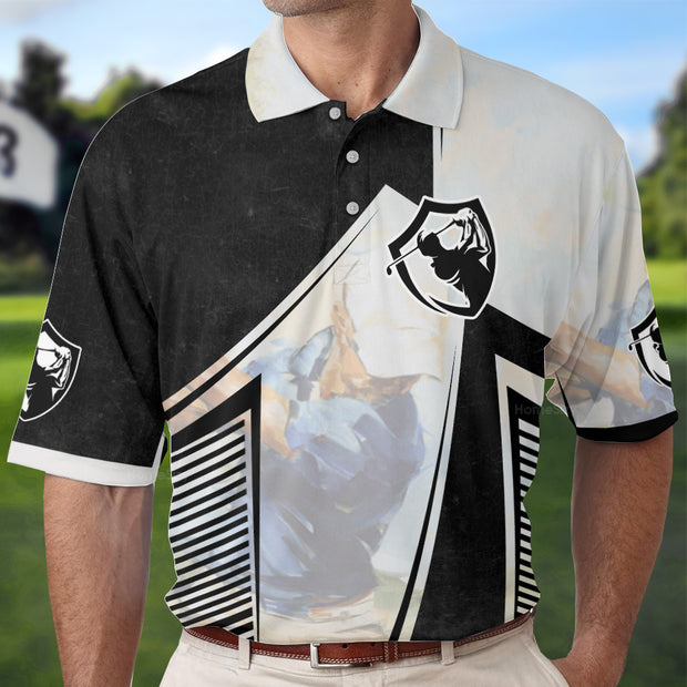 Golf Saved Me Golfing Polo Shirt, Black And White Polo Shirt, Best Golf Shirt For Men QT208468La