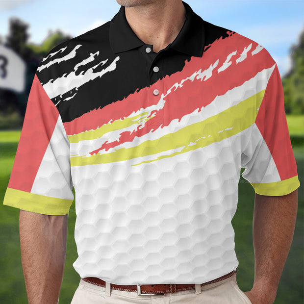 German Flag Golf Texture Short Sleeve All Over Print Polo Shirt, Paint Art Polo Shirt, Best Golf Shirt For Men
